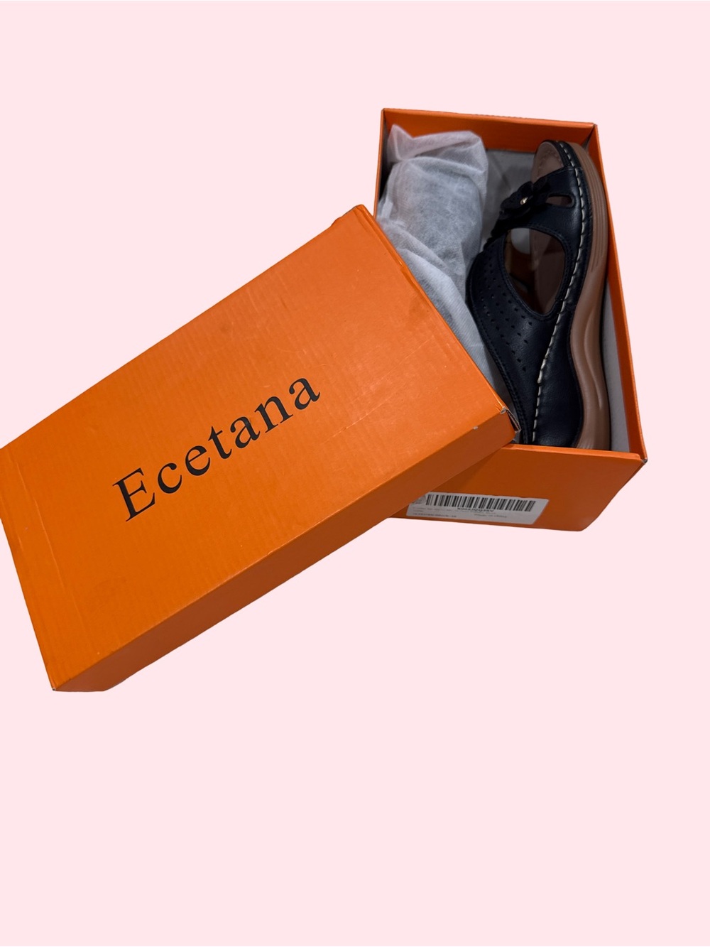 Women's Black Leather Comfort Sandals